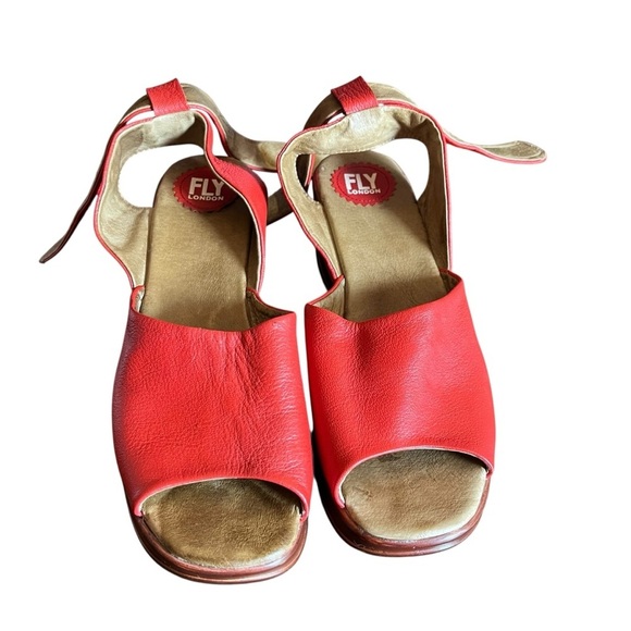 Fly London Red Leather Hert Sandals Women’s EU 41 / US 10.5 - Picture 2 of 15